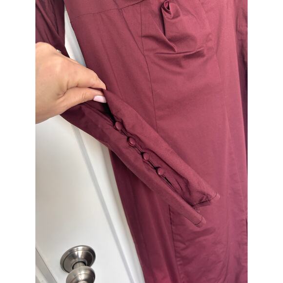 NWT Staud Josephine Cut-Out Maxi Dress Leg Slit Sweetheart Long Sleeve Plum SZ 4 - Picture 5 of 14